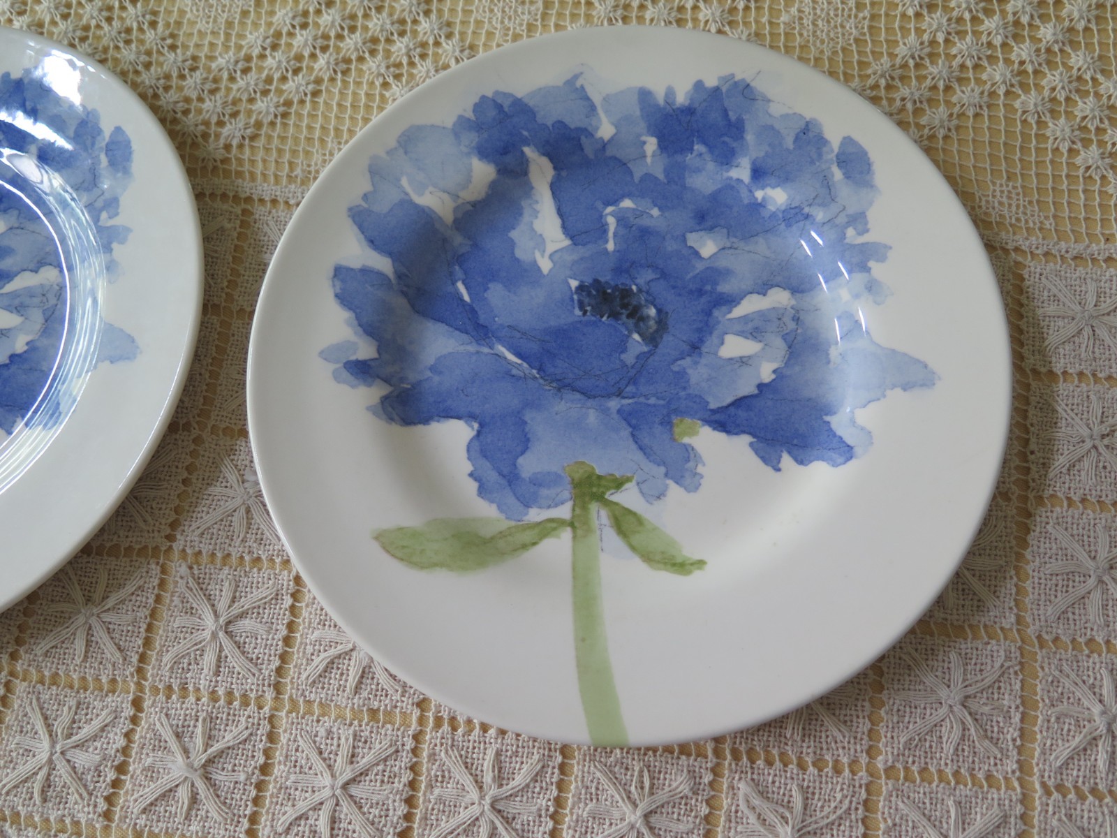 Pair of Royal Stafford 8.5″ Salad Plates Blue Poppy Flower England