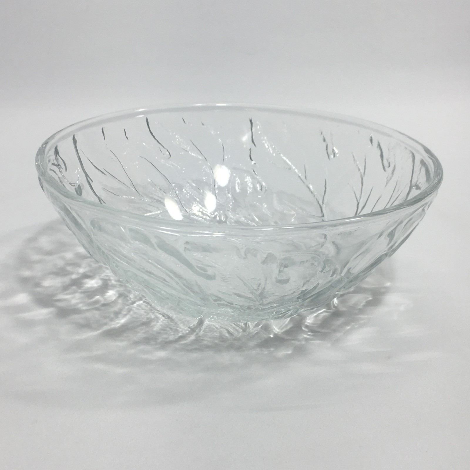 3 KIG Indonesia Vintage Embossed Salad Bowl 6″ Clear Glass Harvest Grape