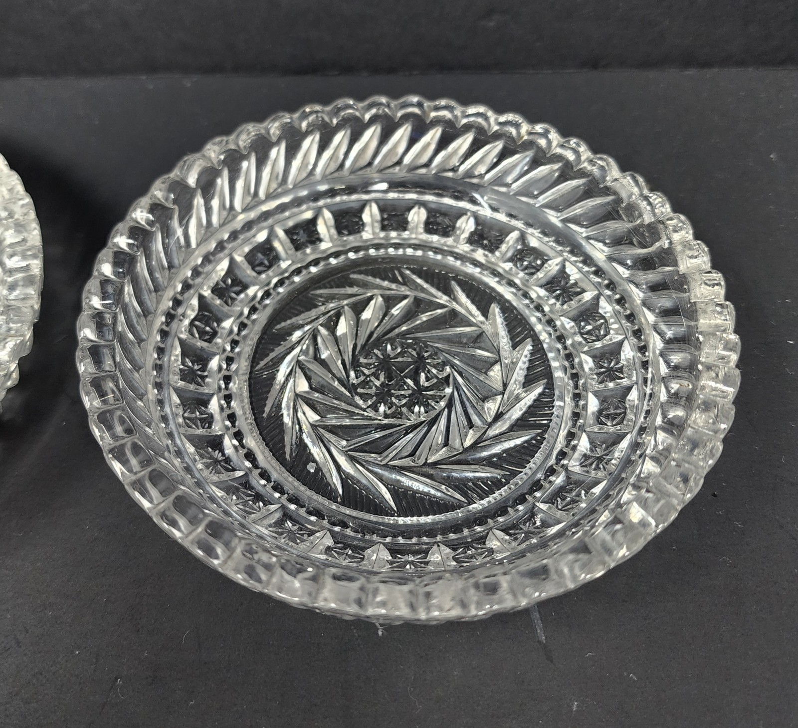 Set Of 2 Vintage Lead Crystal Fostoria Virginia Clear Glass Saucer Dish 4.75″