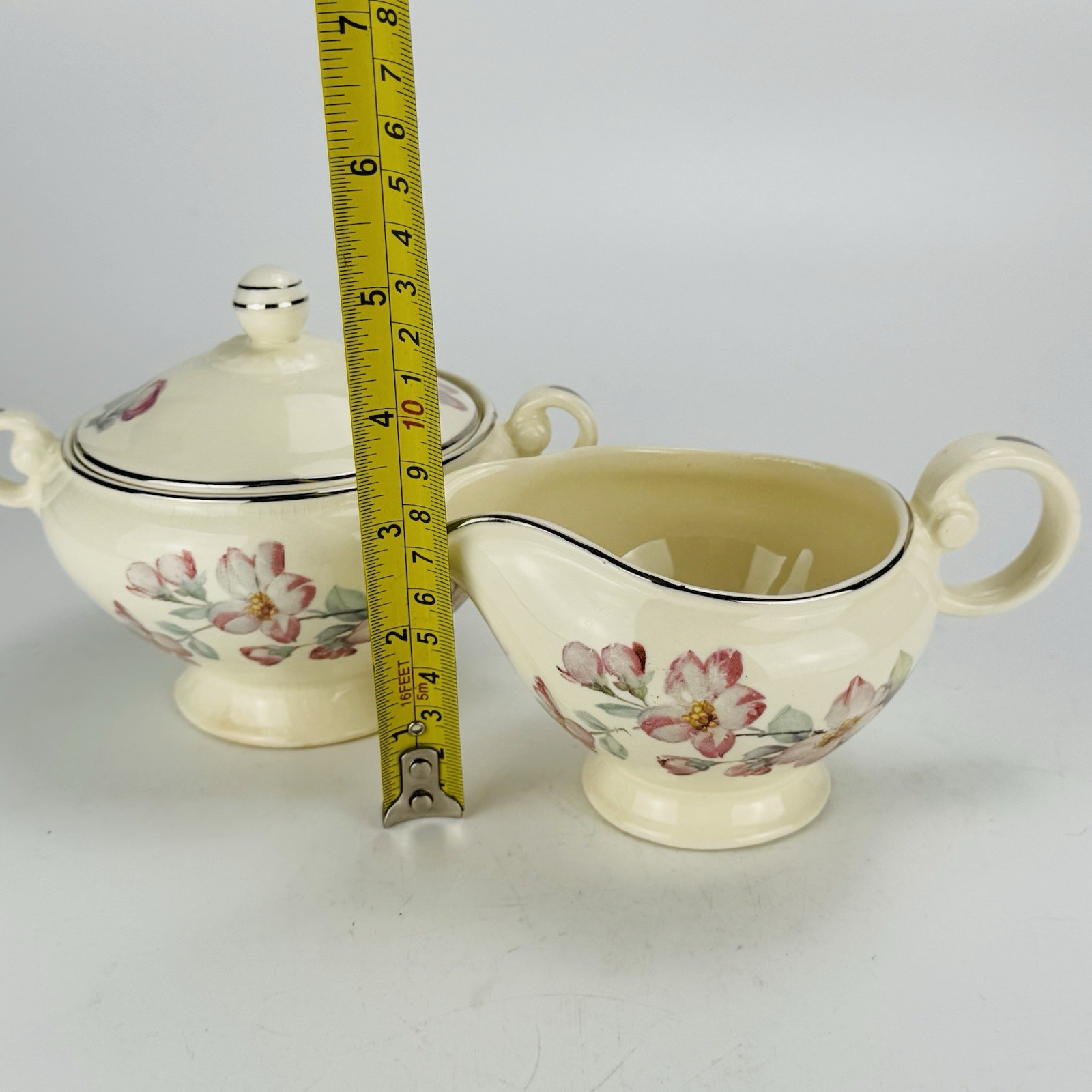 Vintage Taylor Smith Taylor 9378 Creamer Covered Sugar Bowl Floral TS&T