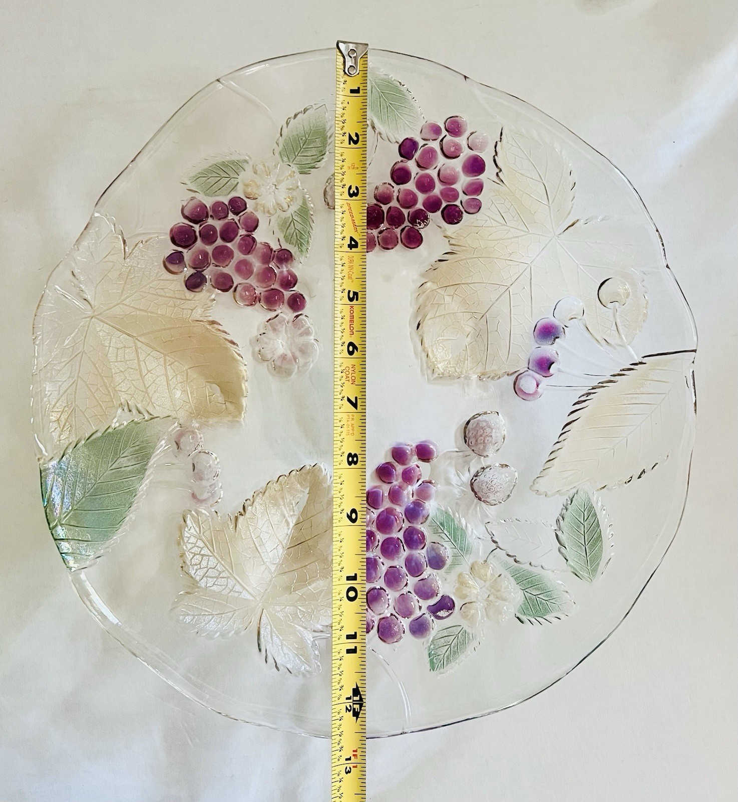 Vintage Mikasa Fruit Motif Chablis Embossed 12.5″ Round Glass Serving Platter