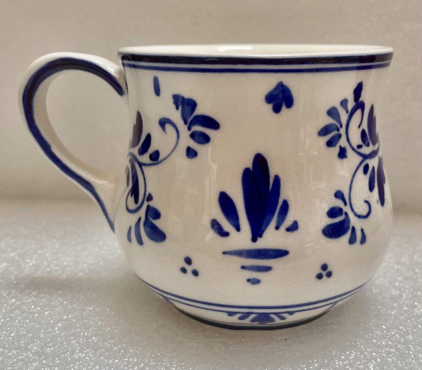 Delft Blue Mug Hand Painted Pottery Floral Cup Vase Flower Pot Home Decor