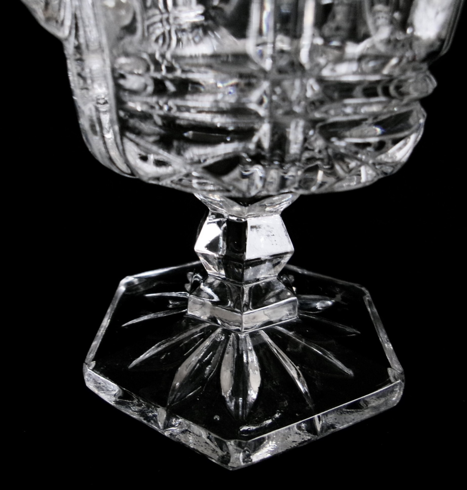 Vintage Clear Glass Crystal Footed Creamer And Sugar Bowl With Lid