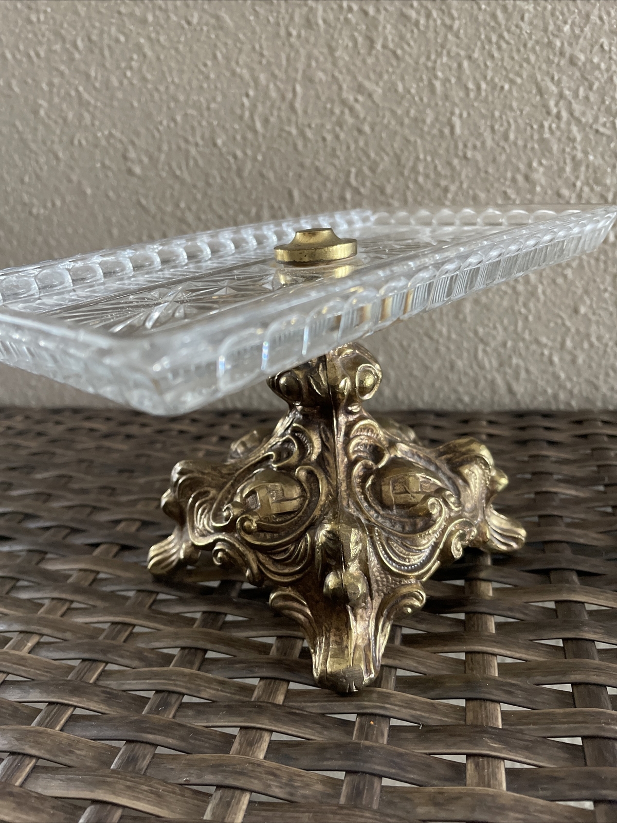 Cut Glass Crystal Burst Pattern Candy Nut, Butters Pedestal ￼Server Dish Tray