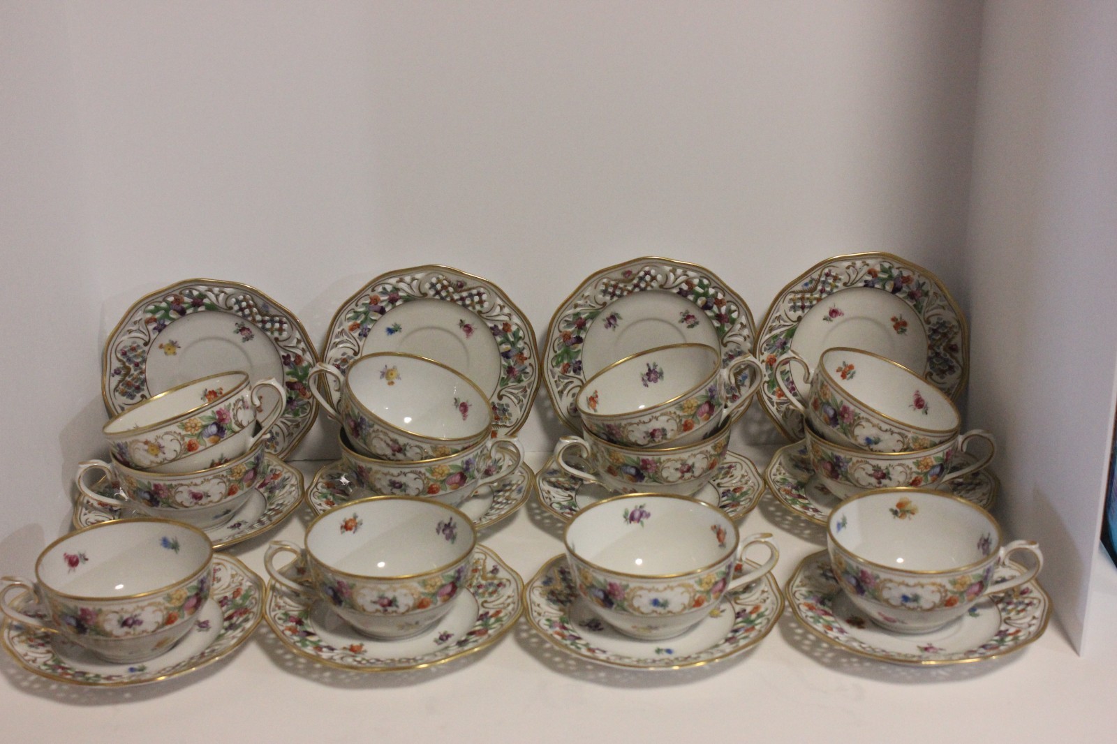 Schumann Bavaria Dresden Empress Chateau Flat Teacup & Saucer Set, 12 Sets Avail