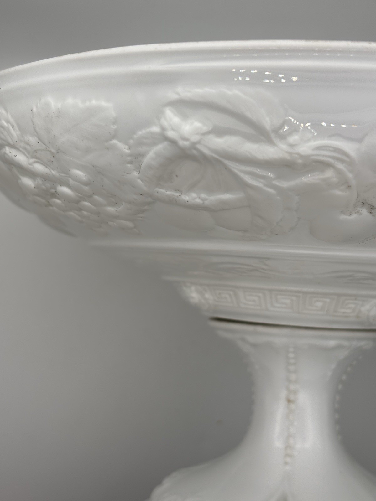 Jean Pouyat Limoges JPL White Porcelain Footed Compote Tazza 8.75″