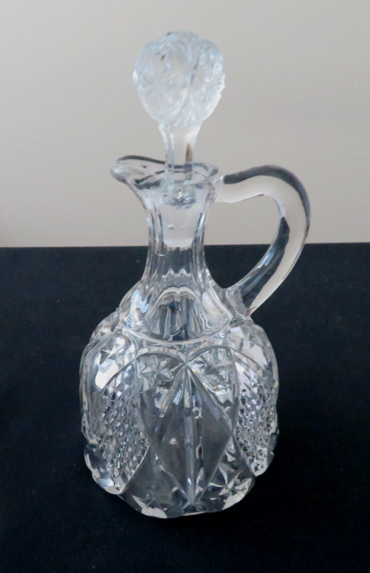 Antique EAPG Dunkirk Diamond Cruet Ohio Flint Glass Co. Exc Condition ca 1896