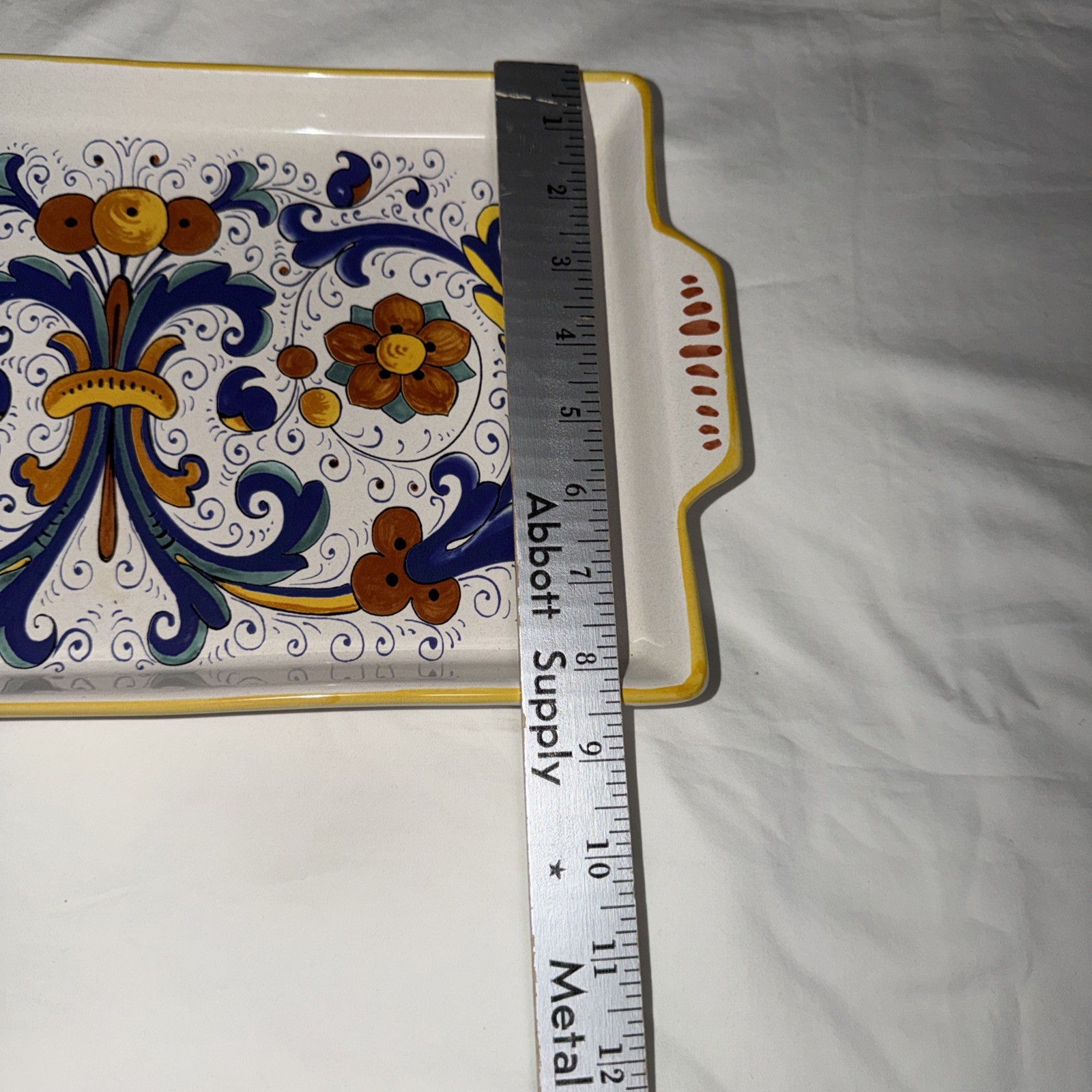 Deruta Ceramiche Italy Hand Painted Rectangular Serving Platter 15.5 X 8.5