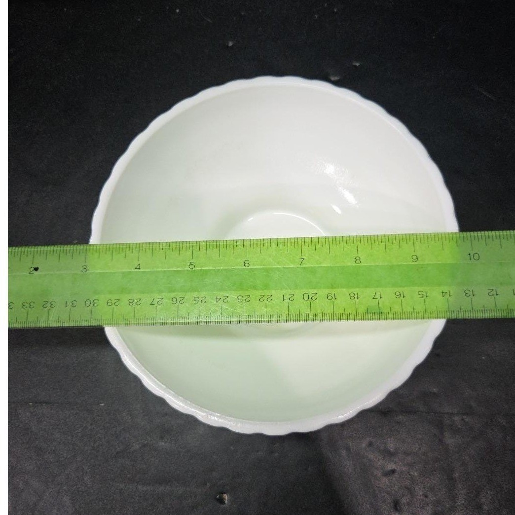 FTD Milk Glass Footed Serving Bowl, Tree Bark Design, Vintage Flower Planter