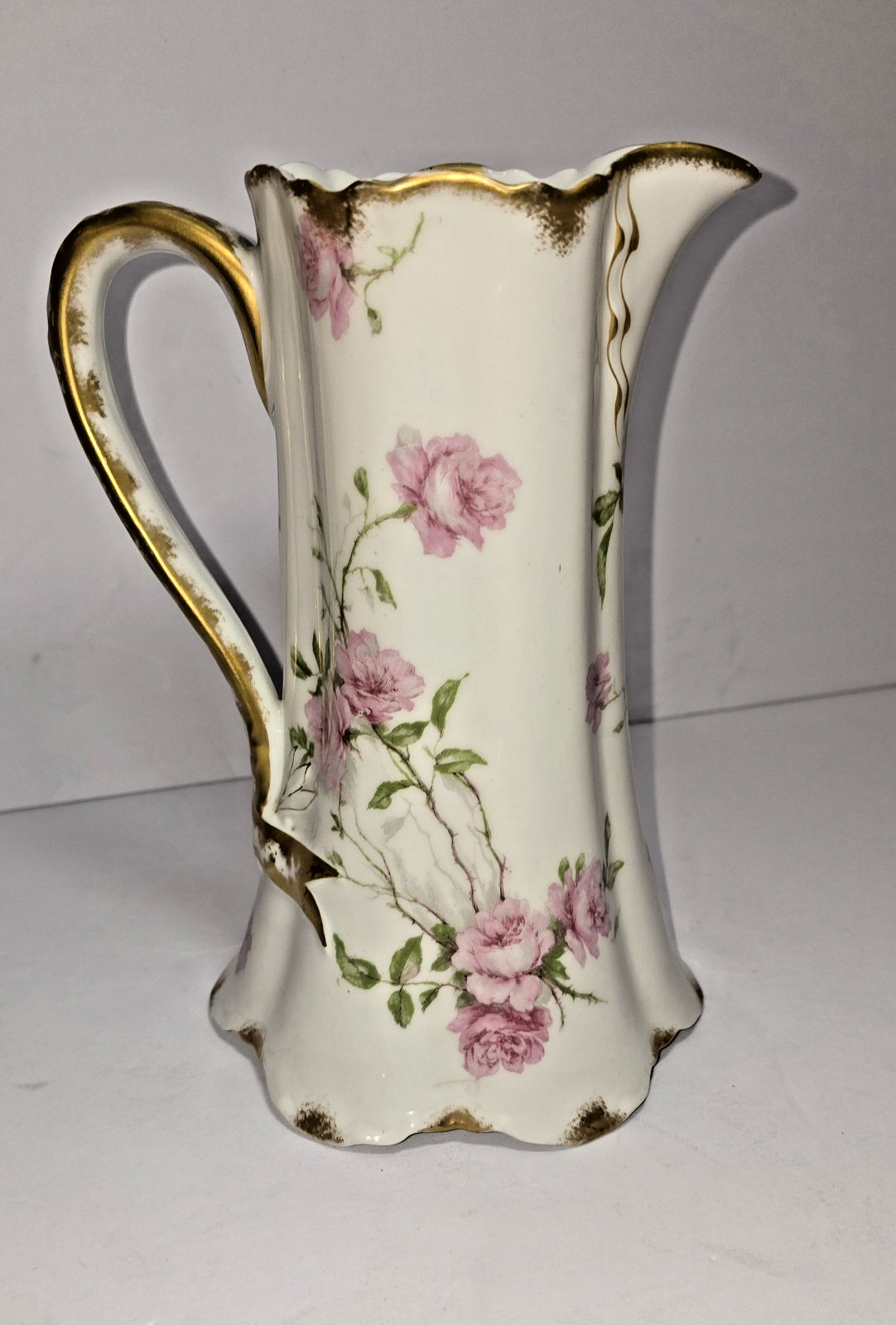 Limoges Haviland – Baltimore Rose – 9 in. Pink Schleiger 1151 Pitcher / Tankard