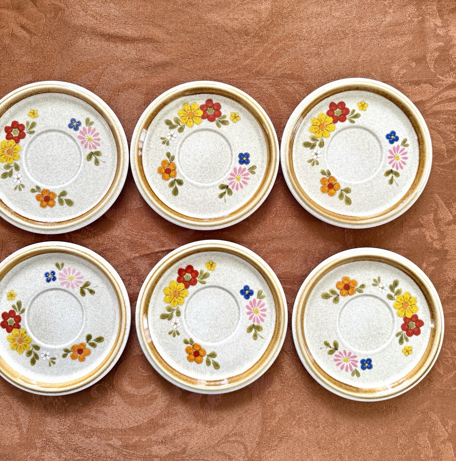 Vintage Mikasa Stone Manor FLORIBUNDA Saucer F5813 Ironstone 6 1/2″ (6pc)