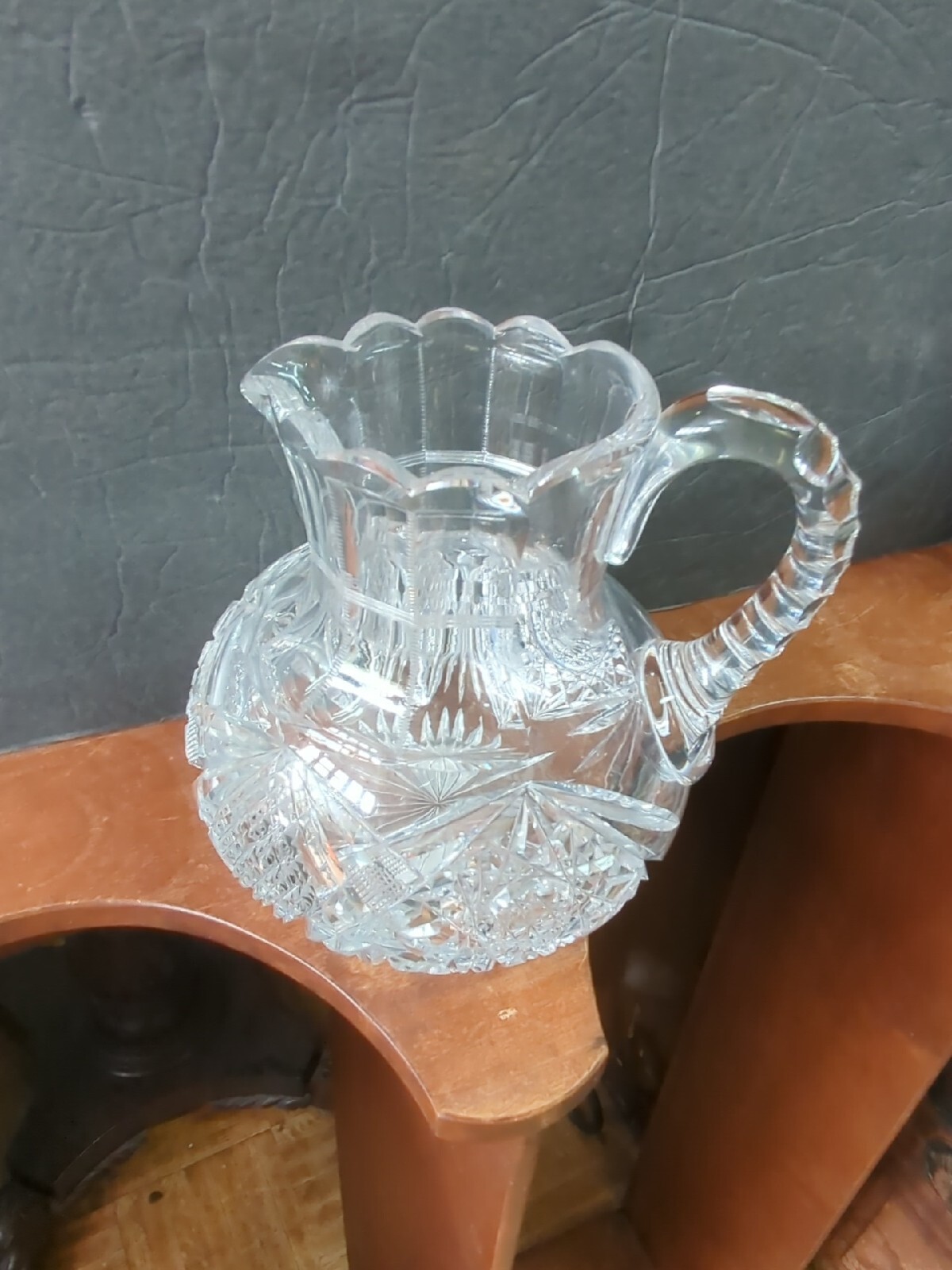 antique american brilliant cut glass Star Ball Pitcher Vase