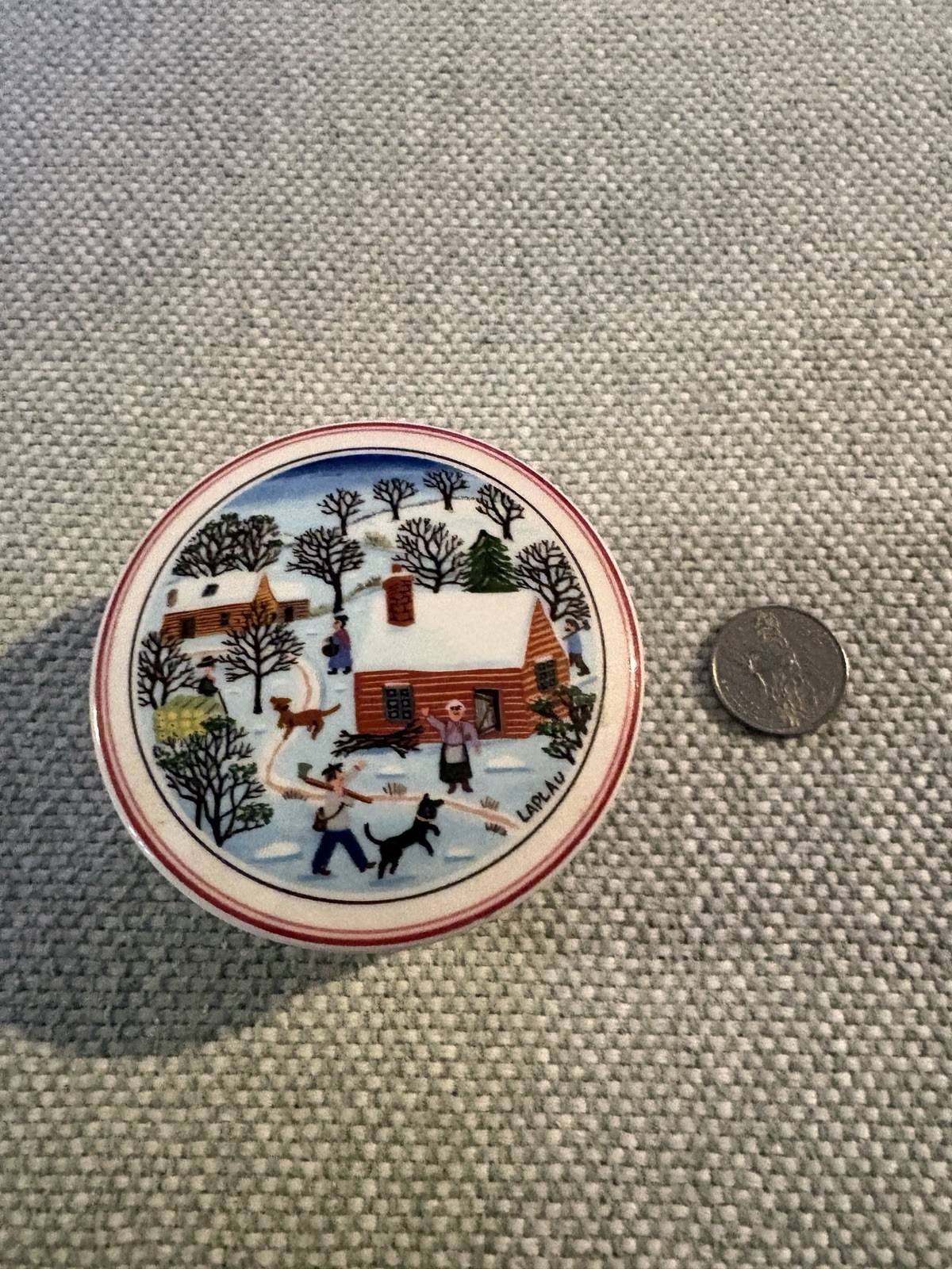 Villeroy Boch Naif Christmas Snow Laplau Porcelain Lidded Candy Box Trinket Dish