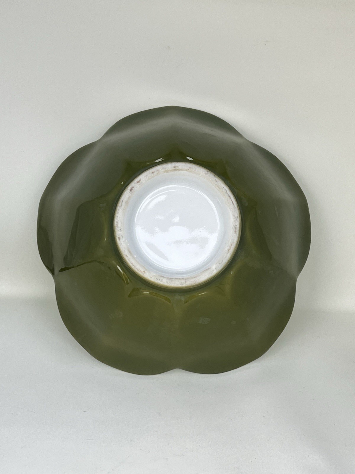 Ceramic Bowl Lot Blue White Floral & Green Lotus Mid Century Decor