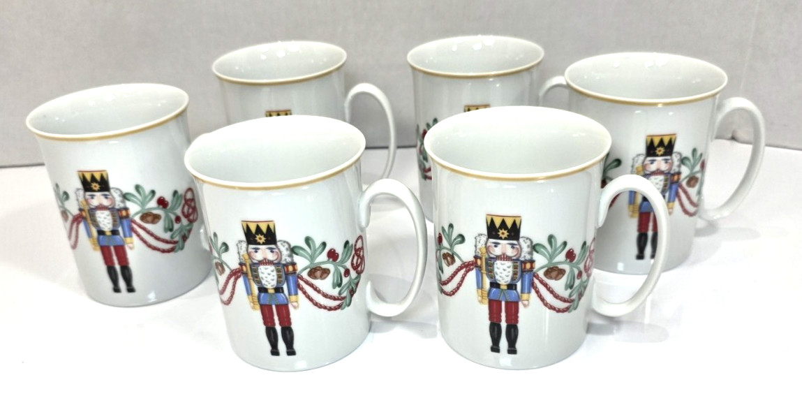 Block Spal Whimsy Christmas Coffee Cups Nutcracker PORTUGAL 1992 Set of 6