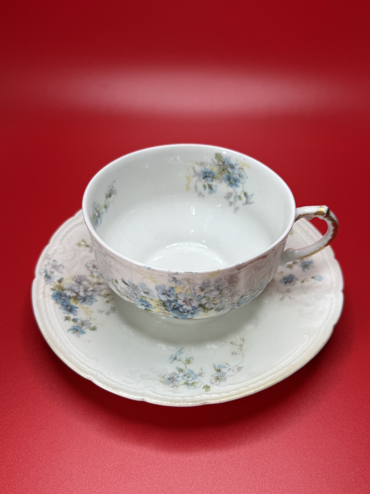 Antique Limoges Haviland France Hand-Painted Cup and Saucer Set, A.F. Wylie Mark