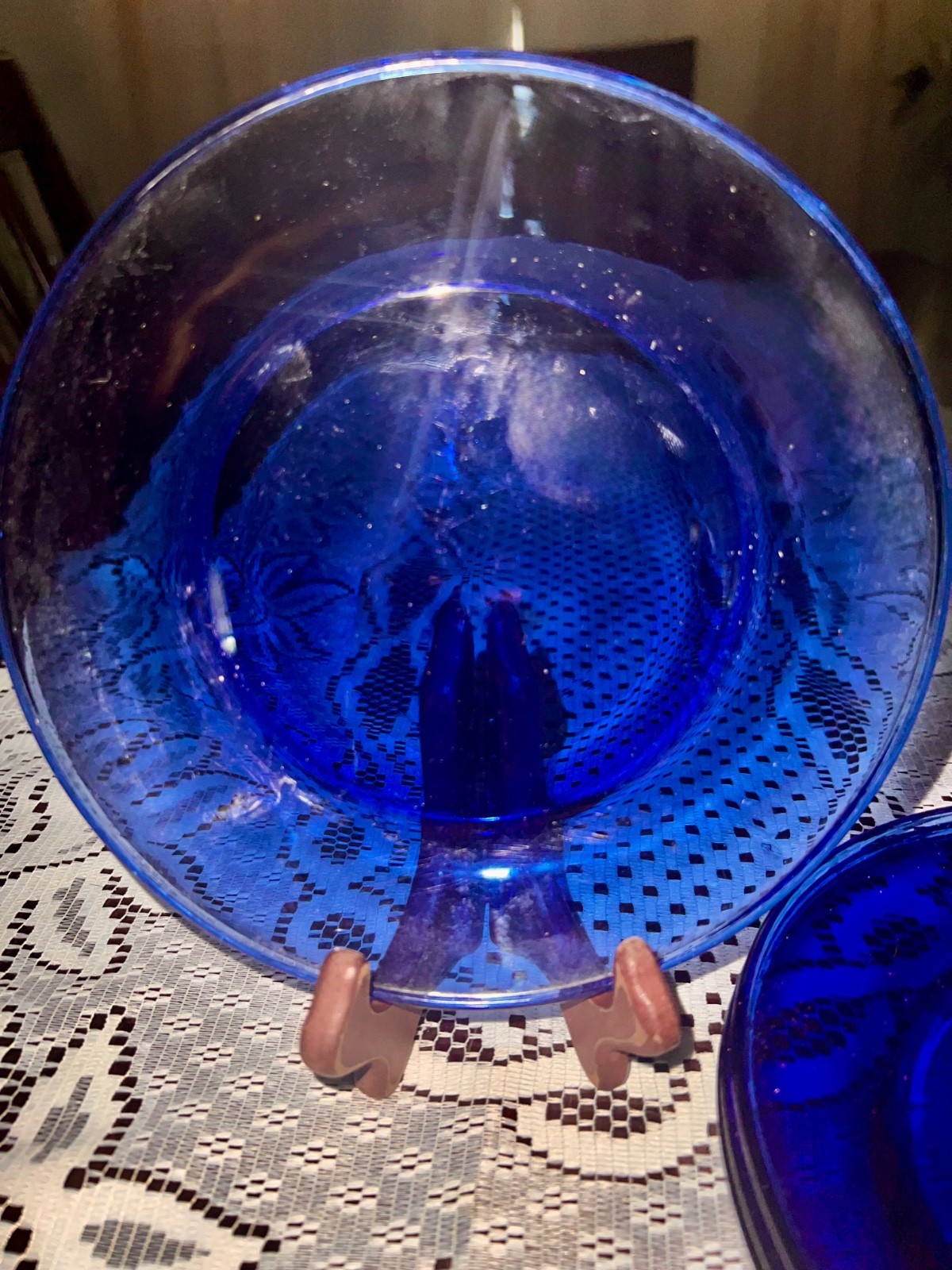 Vintage Cobalt Blue Glass Salad Plates 7.5″ Set of 4