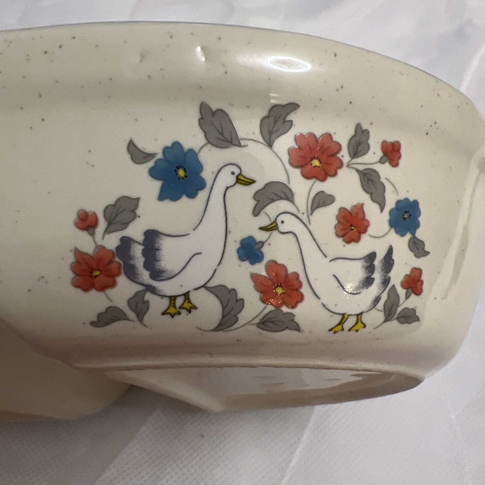 Vintage 80s 90s Divided Geese Split Baking Dish Country Collection CollectorRare