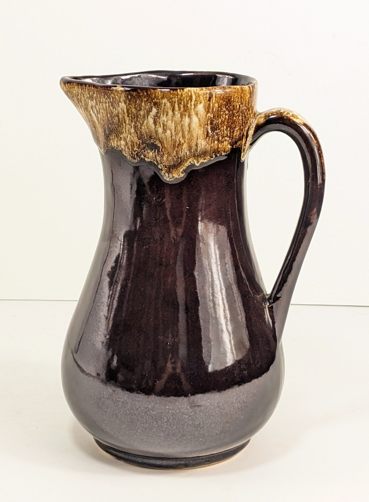 Roseville Brown Drip Glaze PITCHER Vase Jug 9″ RRP Robinson Ransbottom Pottery