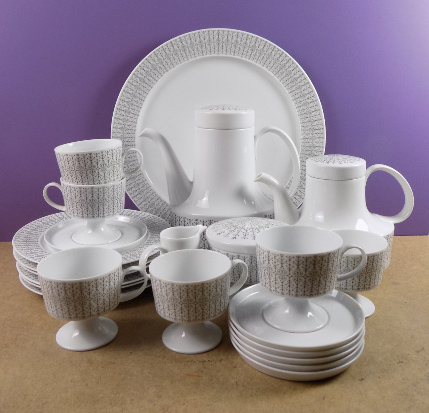 Rosenthal Porcelain Filigree Tea & Coffee Set Tapio Wirkkala Design Germany MCM