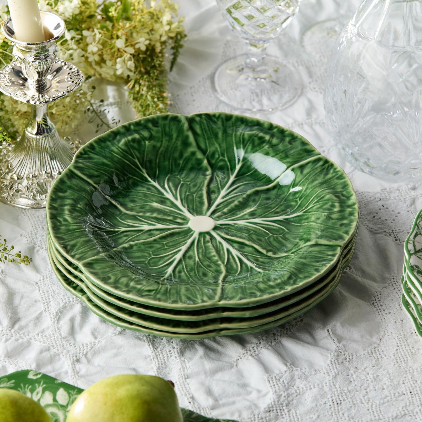 Cerified International Le Jardin Green Cabbage 3D Salad/Dessert Set Of – 9