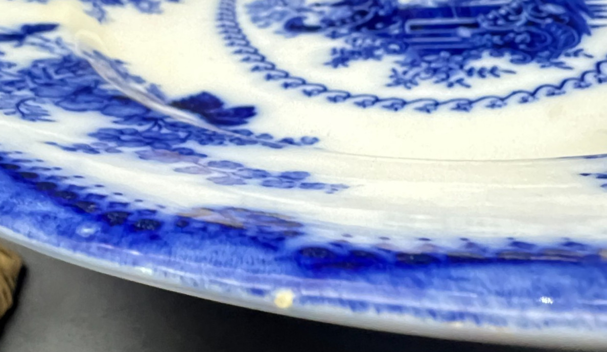 Flow Blue Nankin Oval Platter 15 7/8″ Pearl Pottery-1900’s