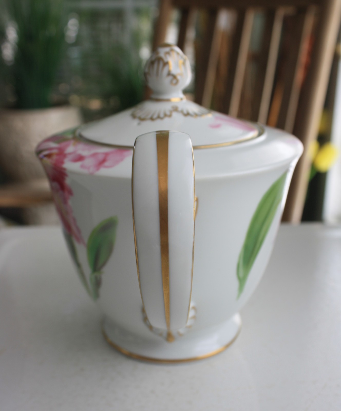 Noritake Pink Orchid Teapot White Pink Green Flowers Dolores 4 cup
