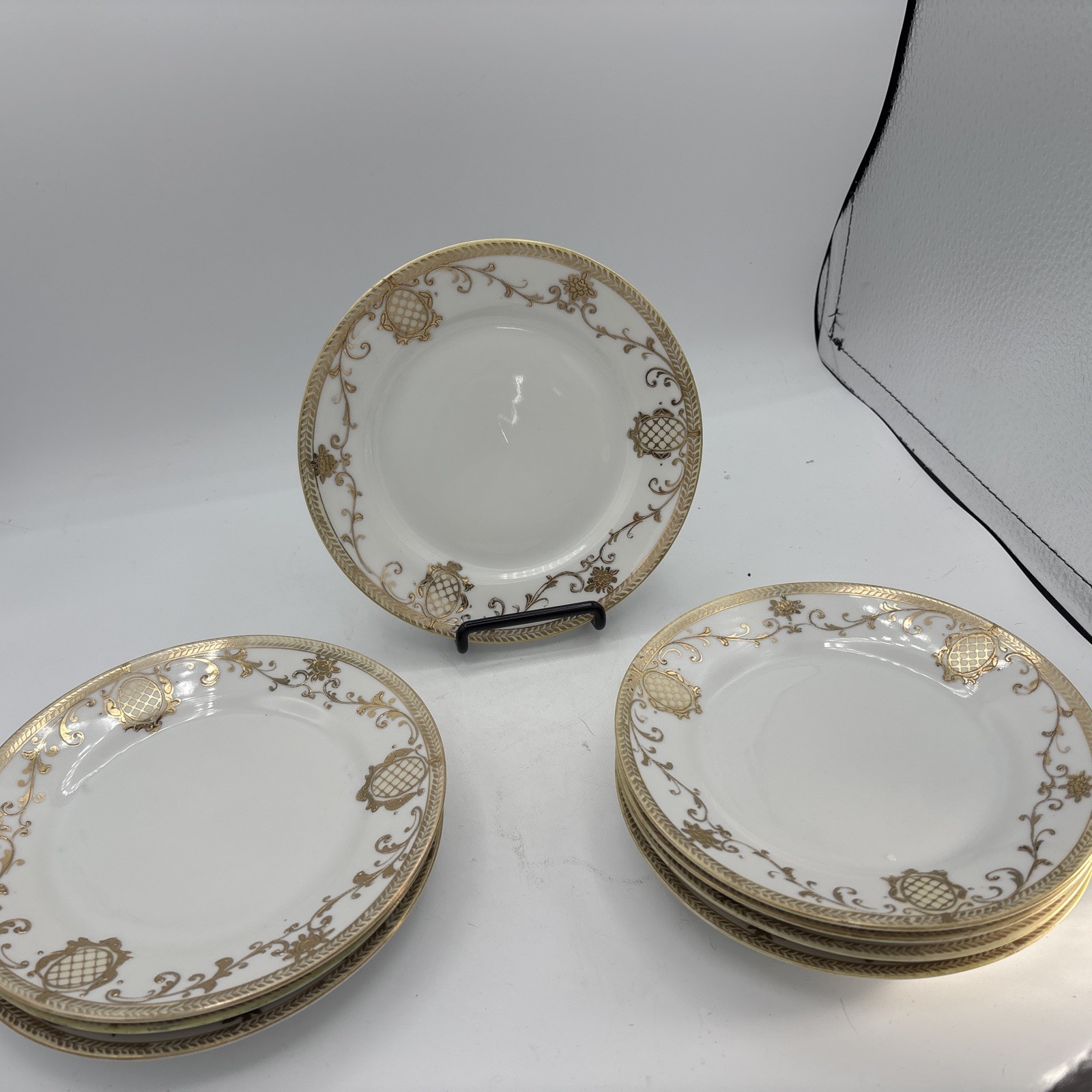 Vintage Hand Painted Nippon Gold Trimmed 6 1/2” Bread Plates Set Of 8 C4