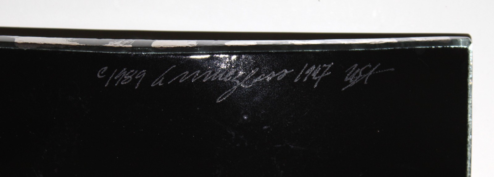 Annie Glass Black Plate Square Platinum Edge 4 1/2 pounds 10 inch Signed 1989