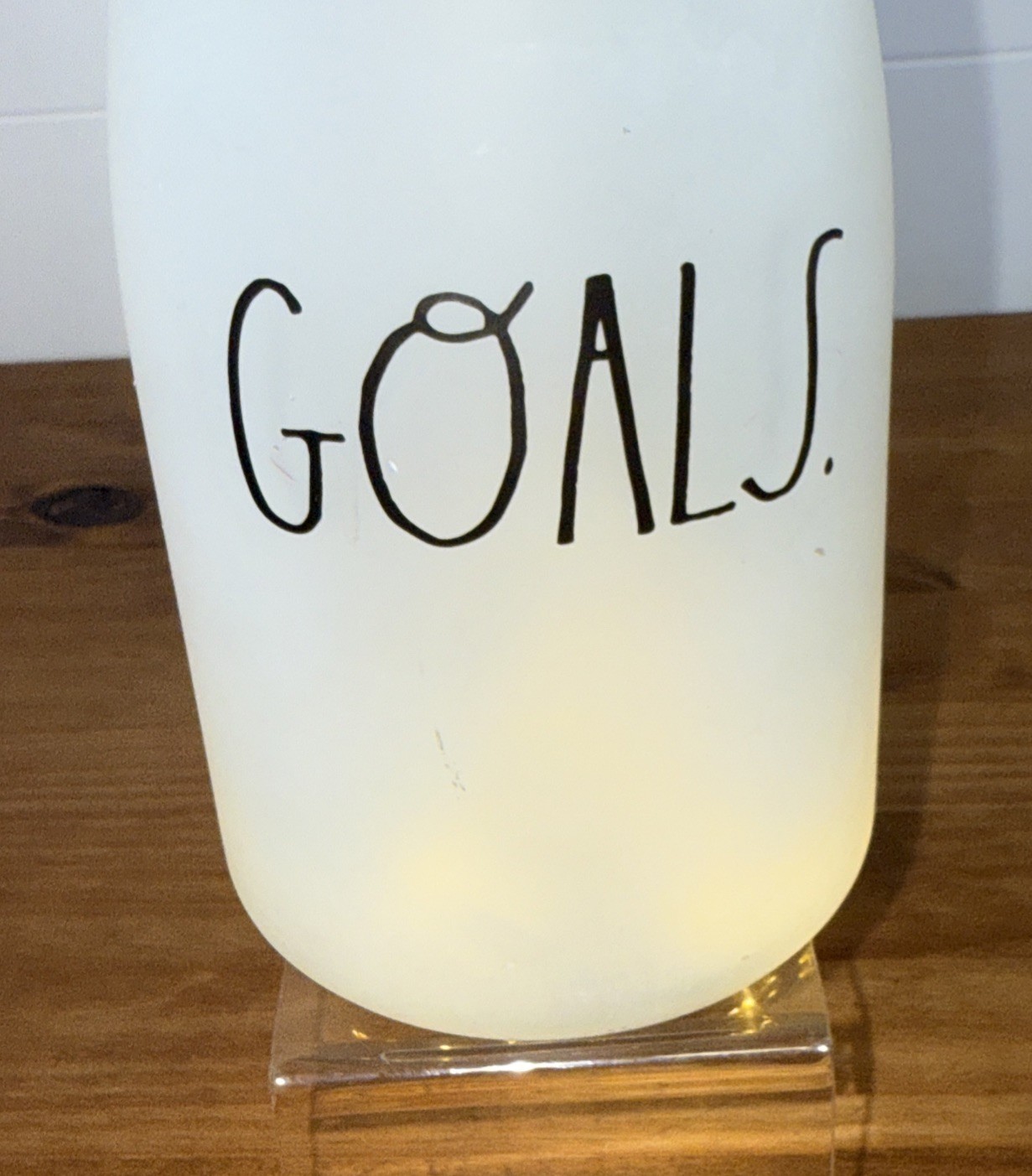 Rae Dunn “GOALS” Frosted Lighted Mason Jar Accent Lamp Home Decor EUC