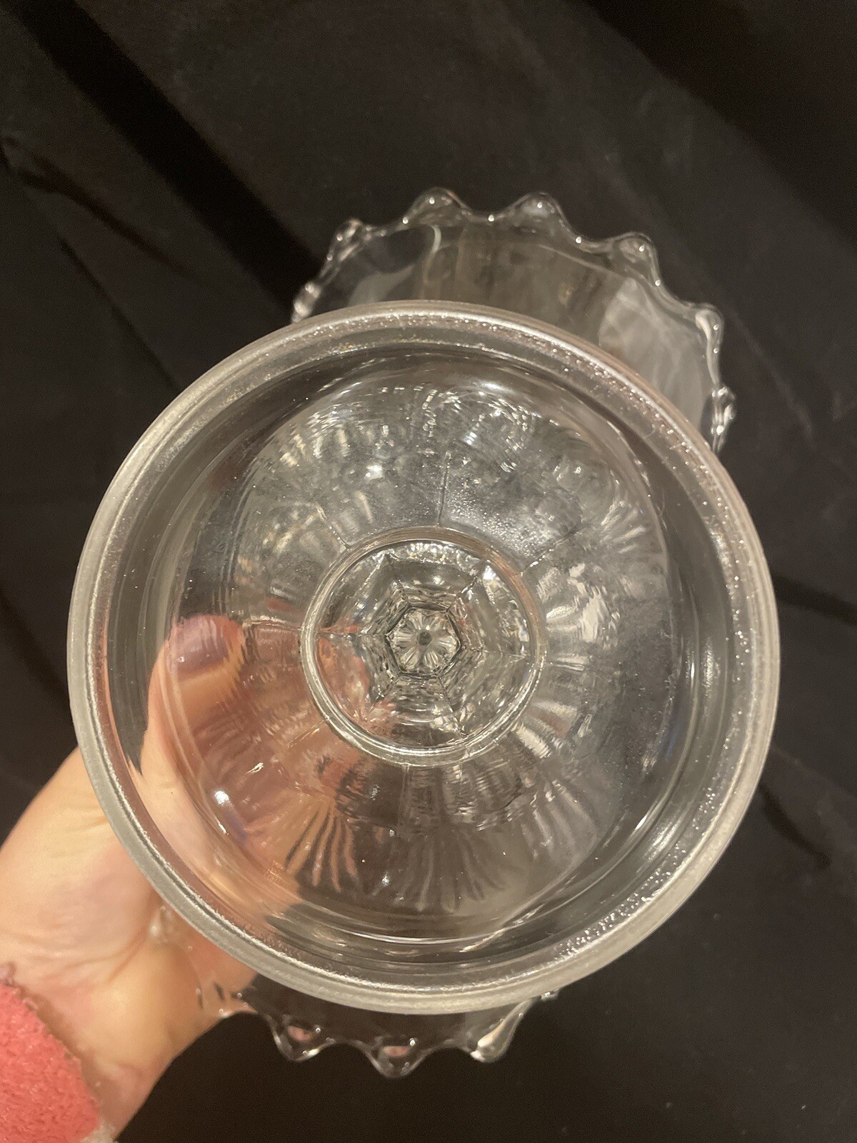 Bryce Higbee CHARM Rosette and Palms Banana Stand Clear Glass 6” Tall