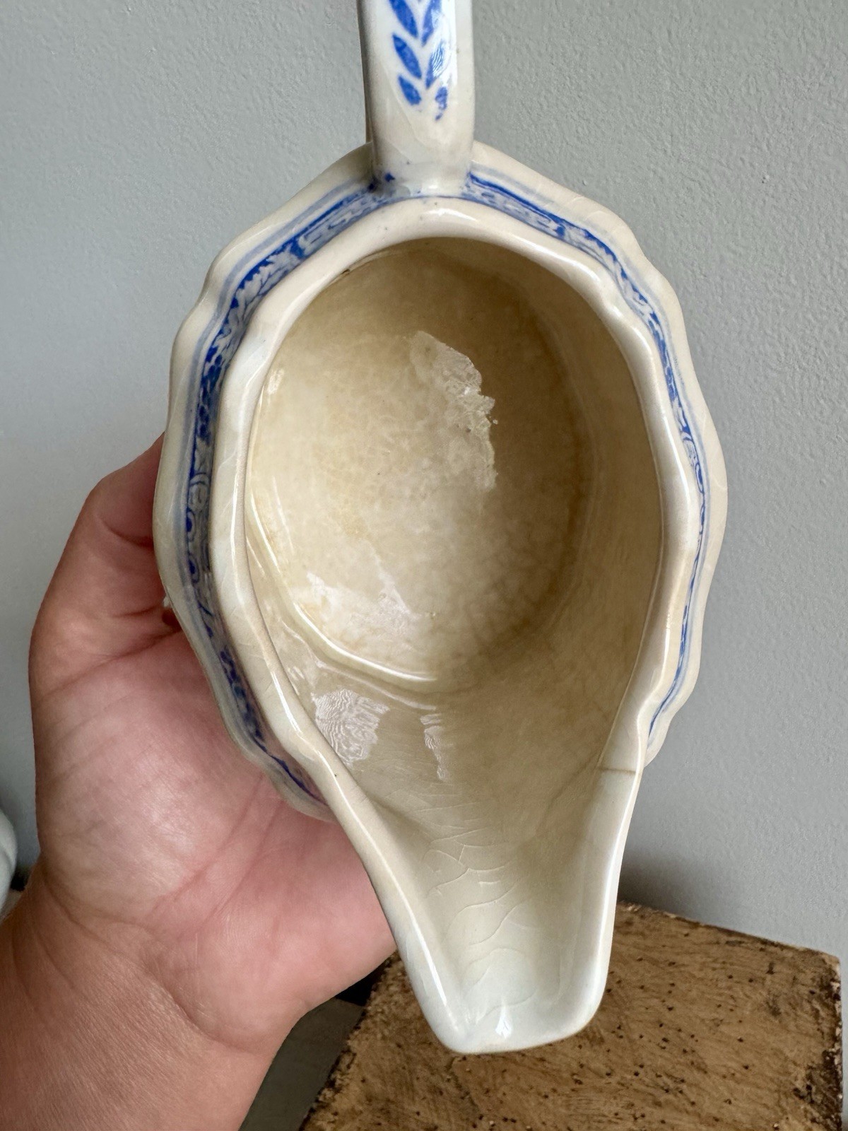 TOASTY Antique Furnivals Quail Blue & White Creamer Transferware Made in England