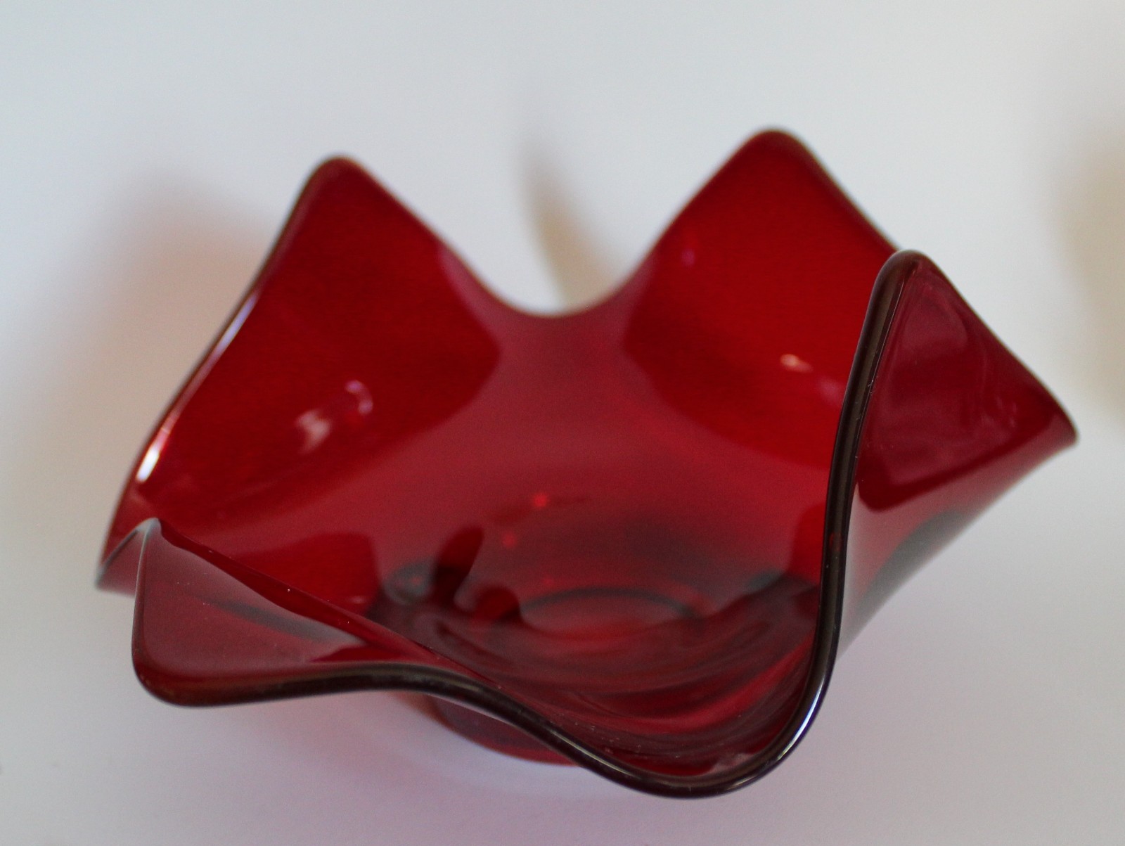 RUBY RED CANDY DISH UNIQUE SHAPE