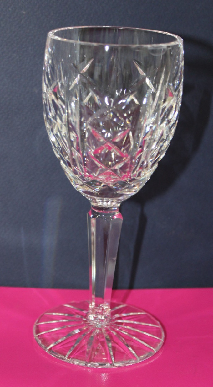 Vintage Waterford Crystal GLENGARRIFF White Wine Glasses Goblet 5.75″ Ireland