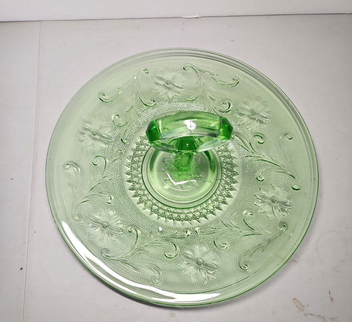 Indiana Glass Chantilly, Sandwich, Tidbit Handled Tray 1920s