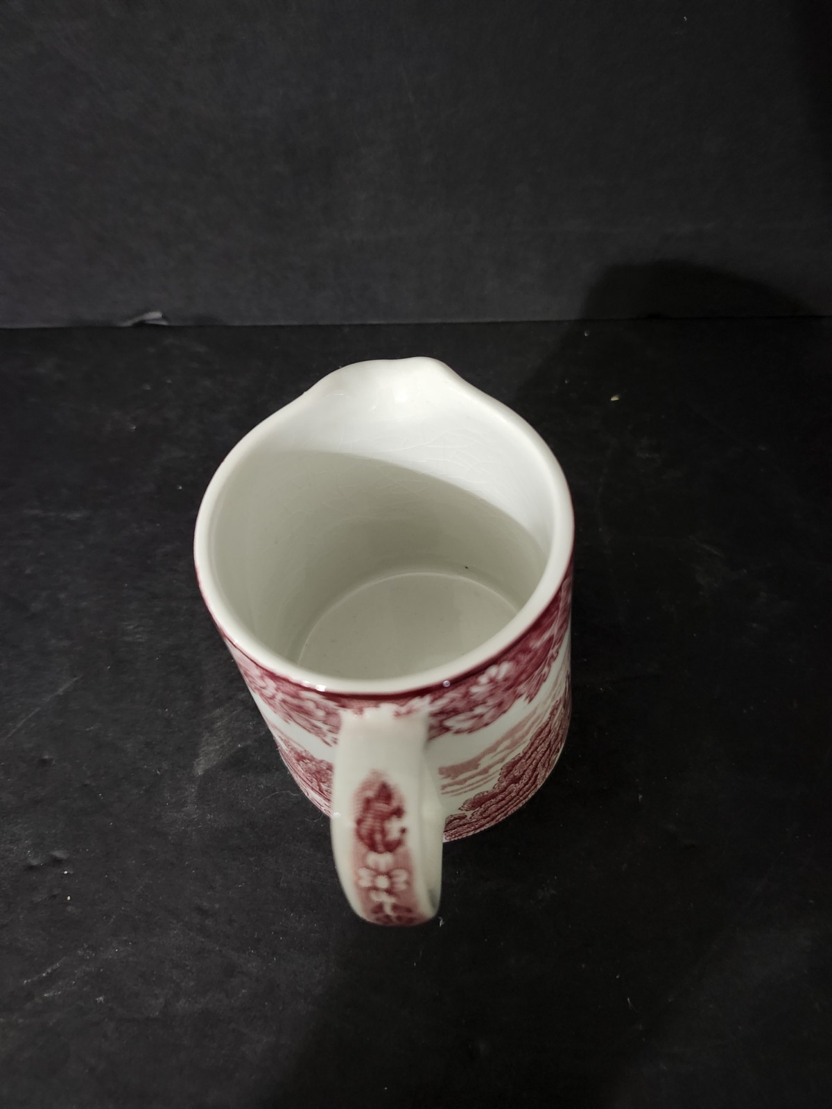 Woods & Sons Farm Scene Red Transferware Pitcher 3″ Tall