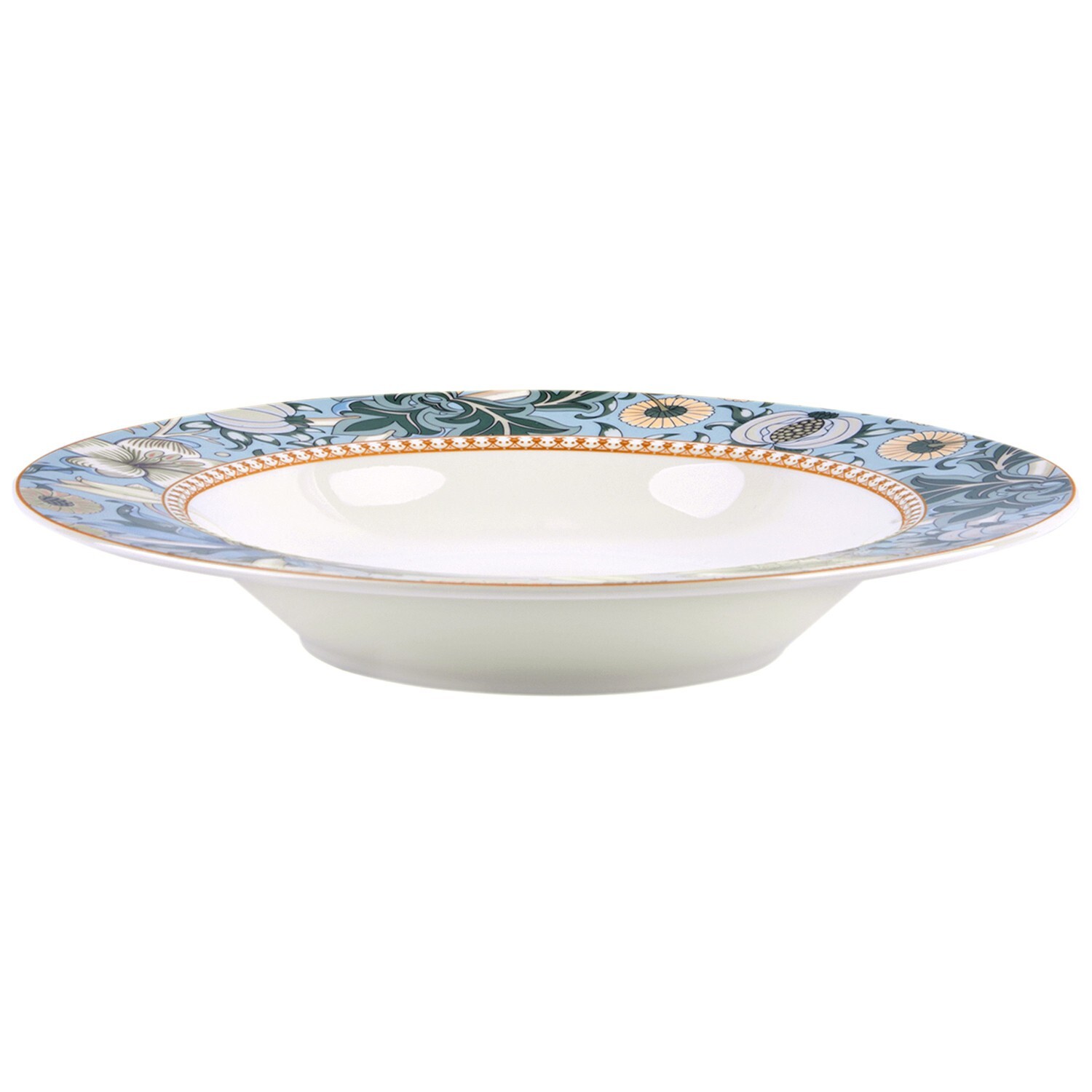 24pc Bone China Dinner Service Set Porcelain Dinnerware MORRIS GARDEN Turquoise