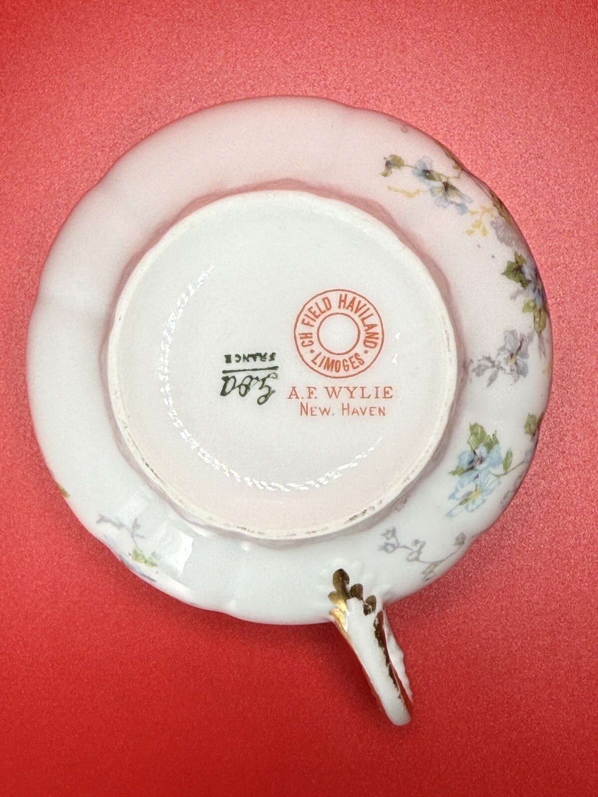Antique Limoges Haviland France Hand-Painted Cup and Saucer Set, A.F. Wylie Mark