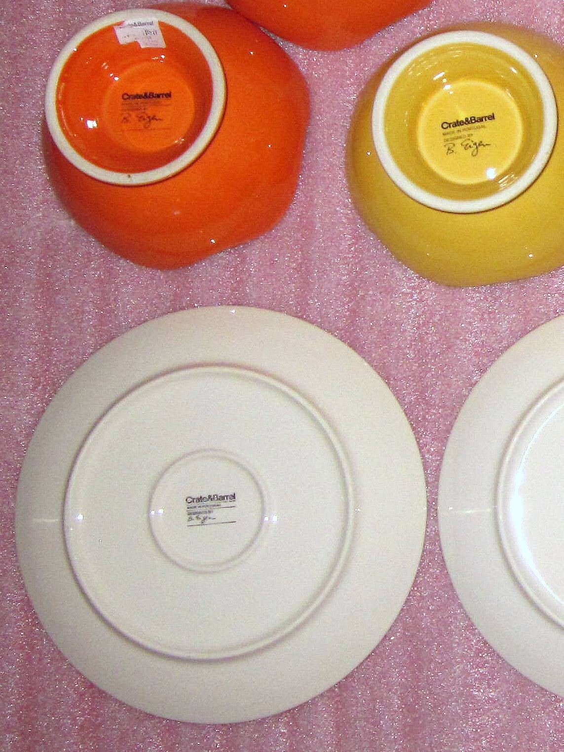 12 PC SET CRATE & BARREL BARBARA EIGEN 6 PLATES + 6 FOOTED BOWLS MOD FLOWER POP