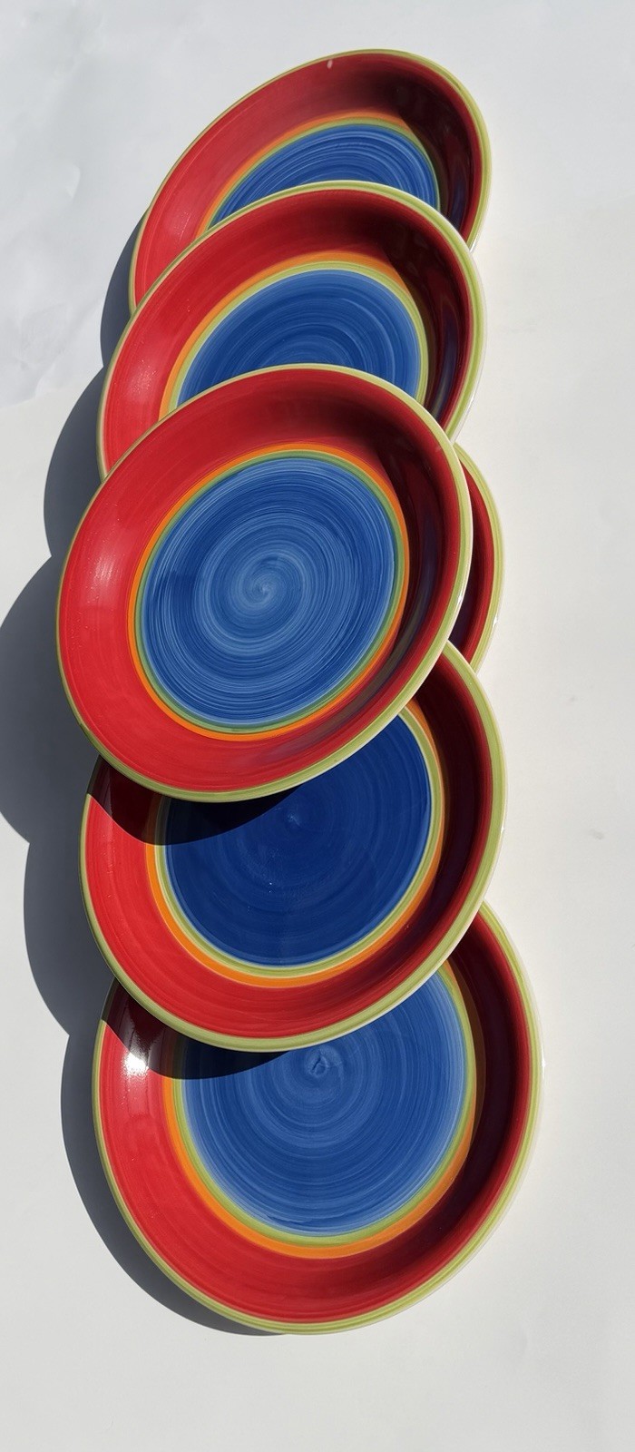 Royal Norfolk Mambo Swirl Ceramic Blue Center Dinner Plate 10 1/2” Set of 6