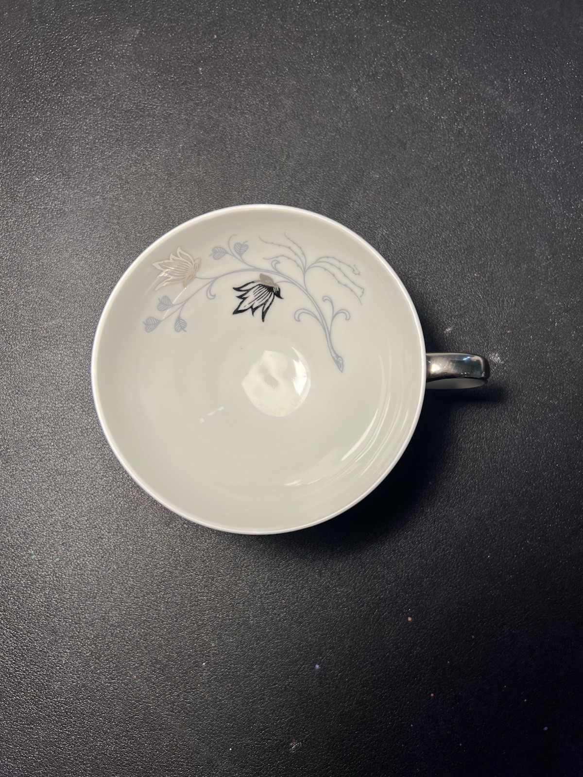 Eschenbach Bavaria 1960s Set Of 7 Teacups Silver Arbor Baronet China, 4×2”