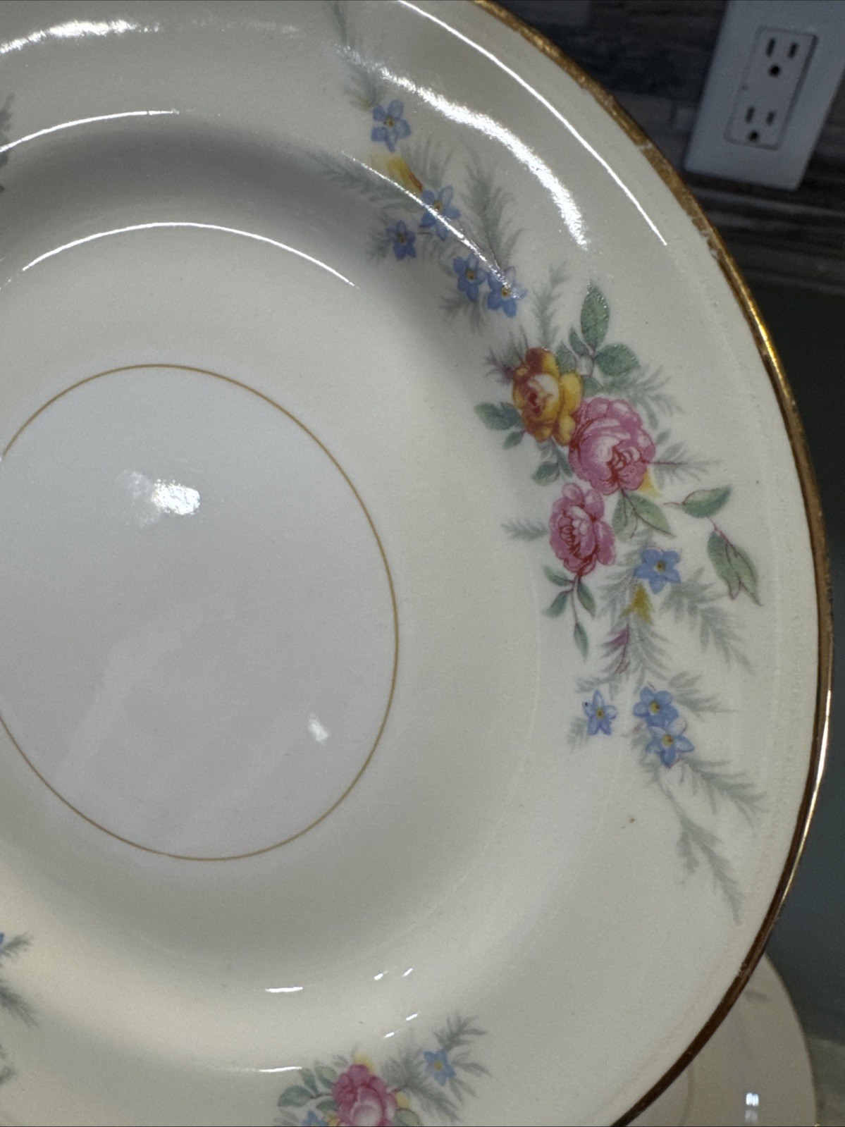 Set Of 4 Homer Laughlin Eggshell Nautilus Floral Saucers