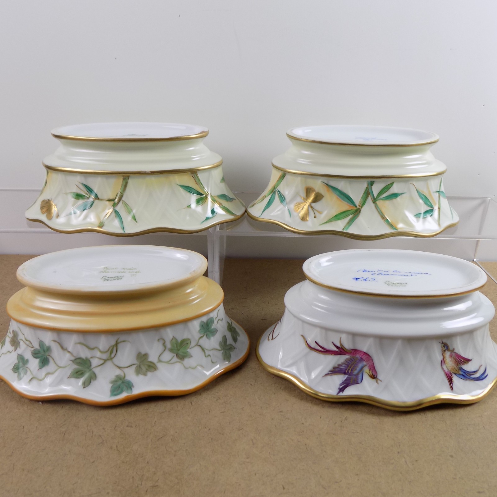 4 Chamart Peint Main Limoges Porcelain Oval Bowls or Planters 7.75″x3″ VGC