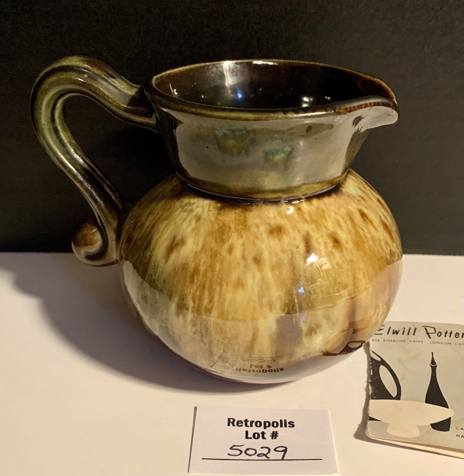 Drip Glaze Pottery CREAMER Pitcher Vintage Elwill