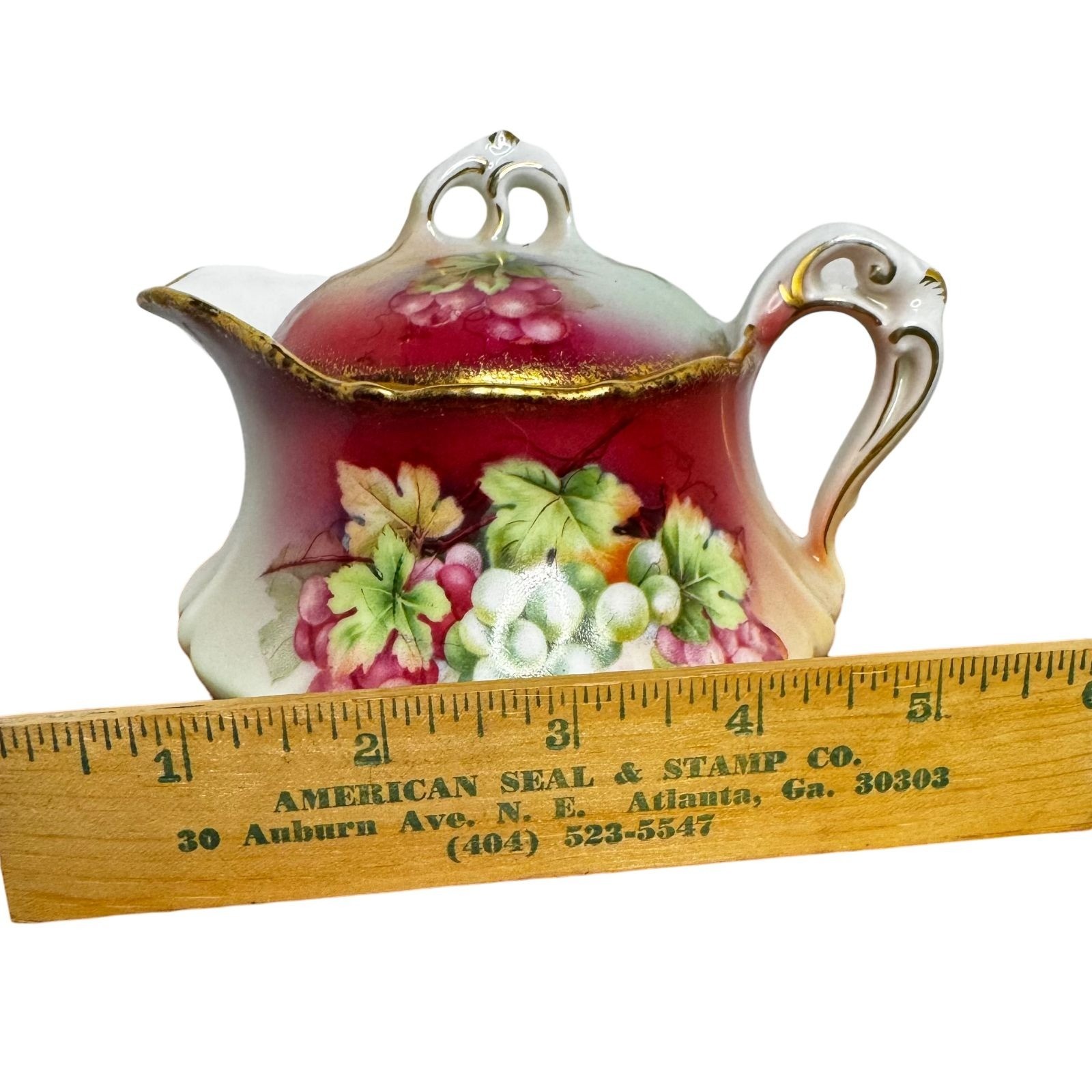 Antique Handpainted Bavarian Porcelain Creamer Grapes & Gold Trim PT Porzellanfa
