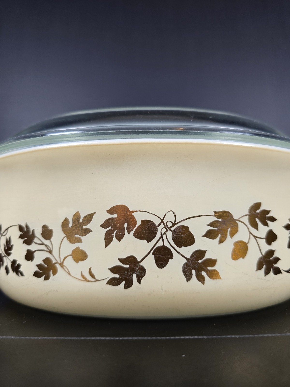 PYREX Golden Acorn Divided Dish and Oval Casserole w/ Lids PYREX Lot of 2