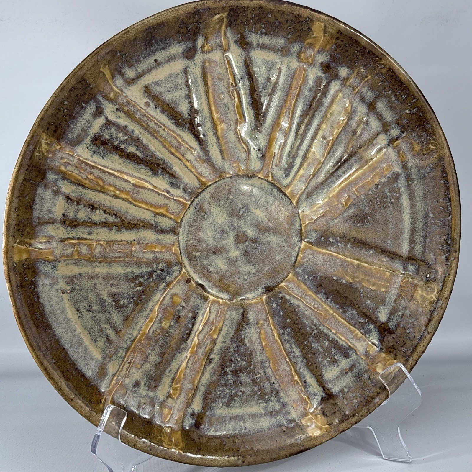 NICE 1988 Louisiana Studio Art Pottery 11” Handcrafted Sunburst Serving Platter