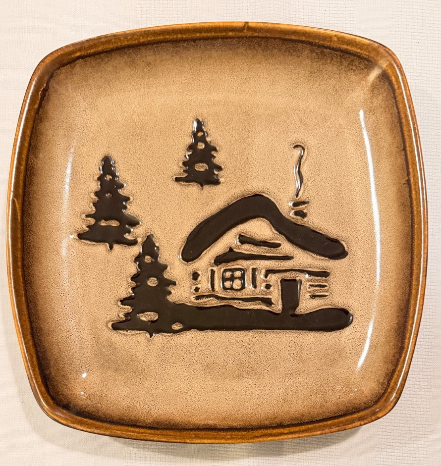 Woodland Collection Cabin-Trees Square Plate 9 In.