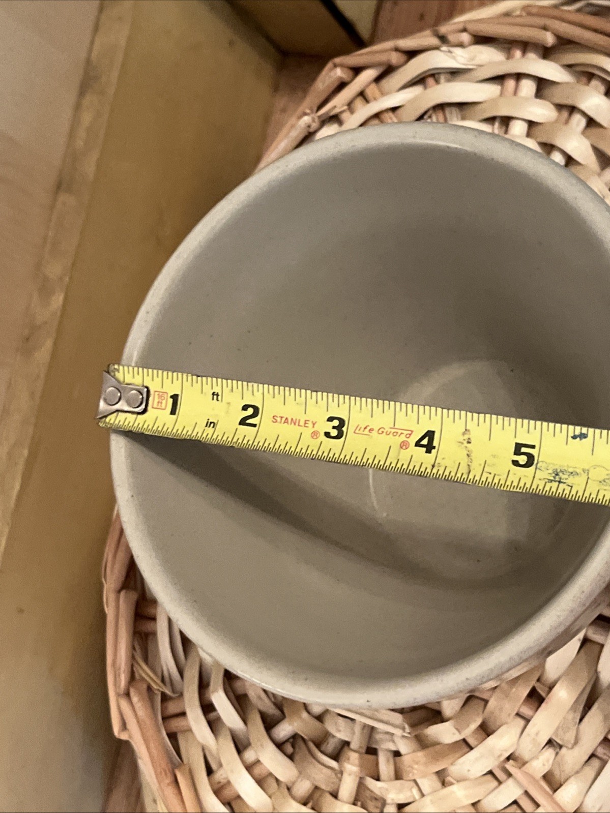Vintage RRP Co Mixing 6” BOWL Roseville Ohio USA Blue Stripe Stoneware Pottery