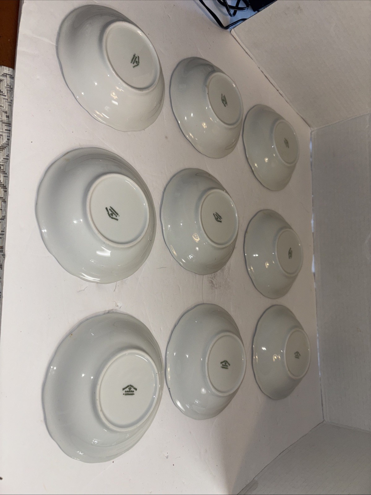 Johann Haviland Bavaria Germany Blue Garland Set of 9 Berry Bowls Unused